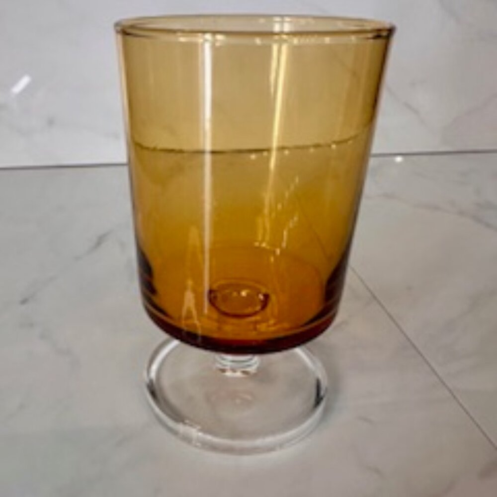 Vintage Yellow / Orange‎ Glass Goblets – Set of 3 | Mid-Century Pedestal Glasses